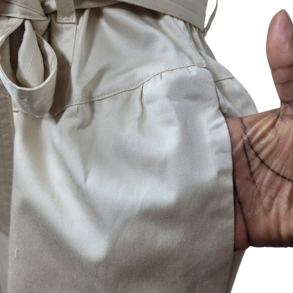 NWT TCEC Beige Strapless Belted Smocked Sweetheart Pockets Mini Dress Medium - Picture 3 of 11